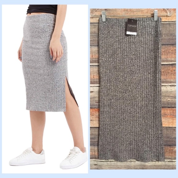 Topshop Dresses & Skirts - Topshop ribbed slit marled tube skirt